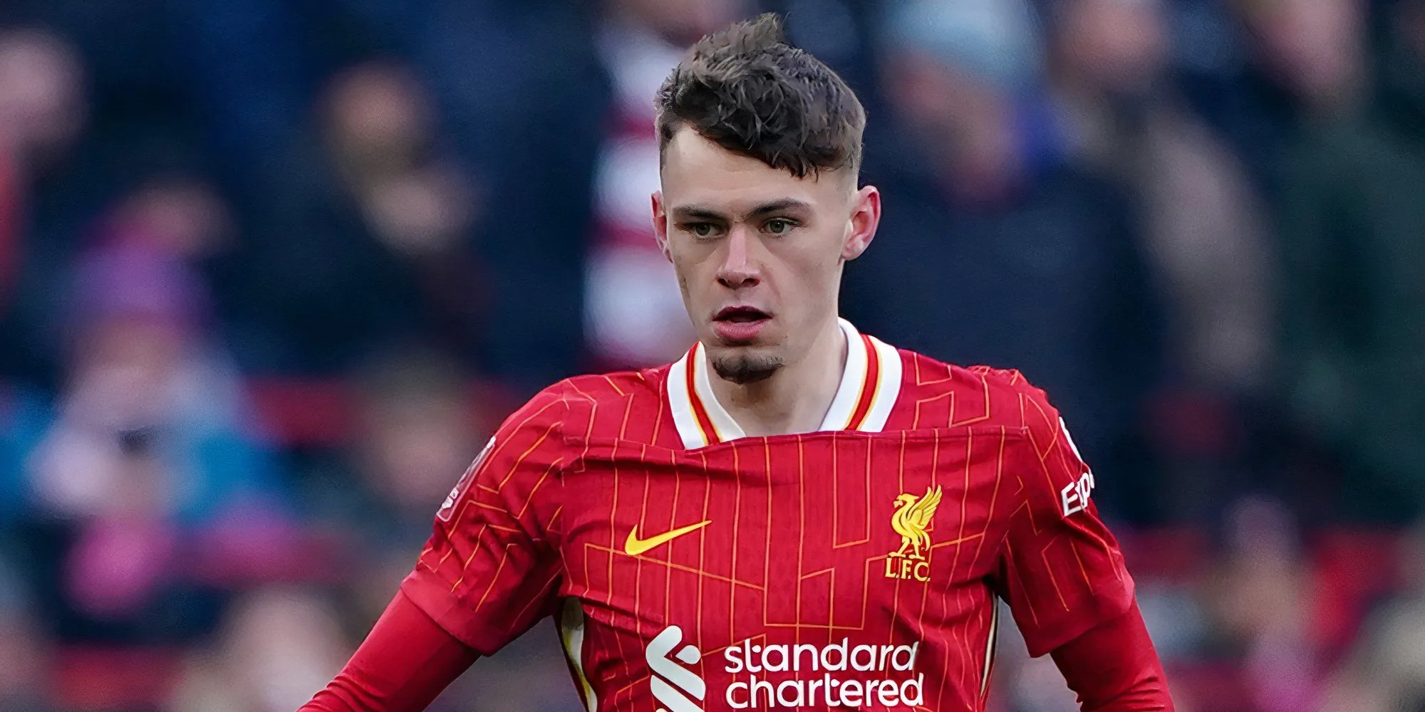 Hậu vệ phải Conor Bradley của Liverpool trong trận đấu với West Ham