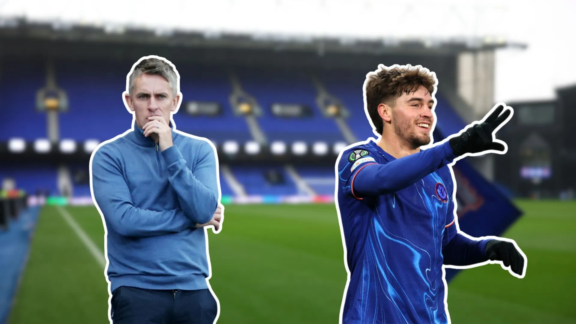 HLV Kieran McKenna và cầu thủ trẻ Marc Guiu của Chelsea