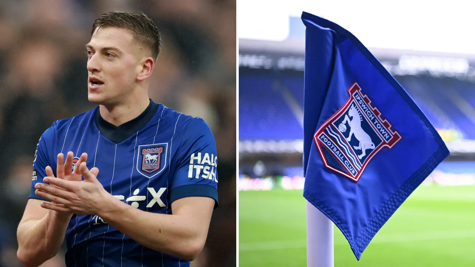 Liam Delap ăn mừng bàn thắng cho Ipswich Town