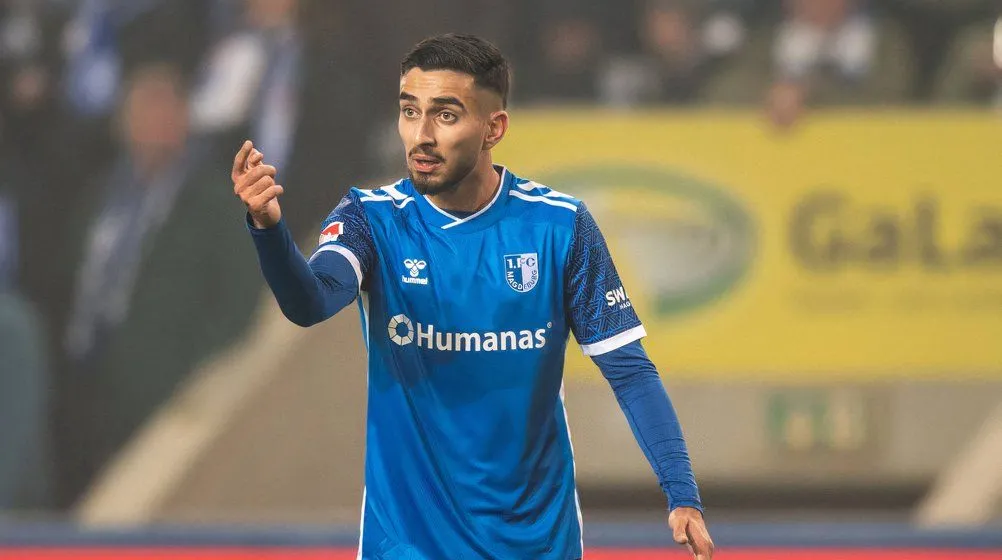 Livan Burcu, mục tiêu tiềm năng của Derby County, trong màu áo Magdeburg