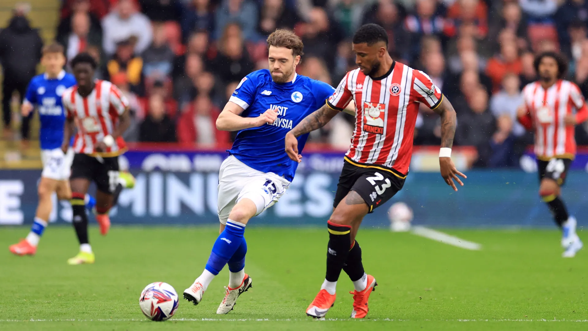 Tyrese Campbell ăn mừng bàn thắng cho Sheffield United
