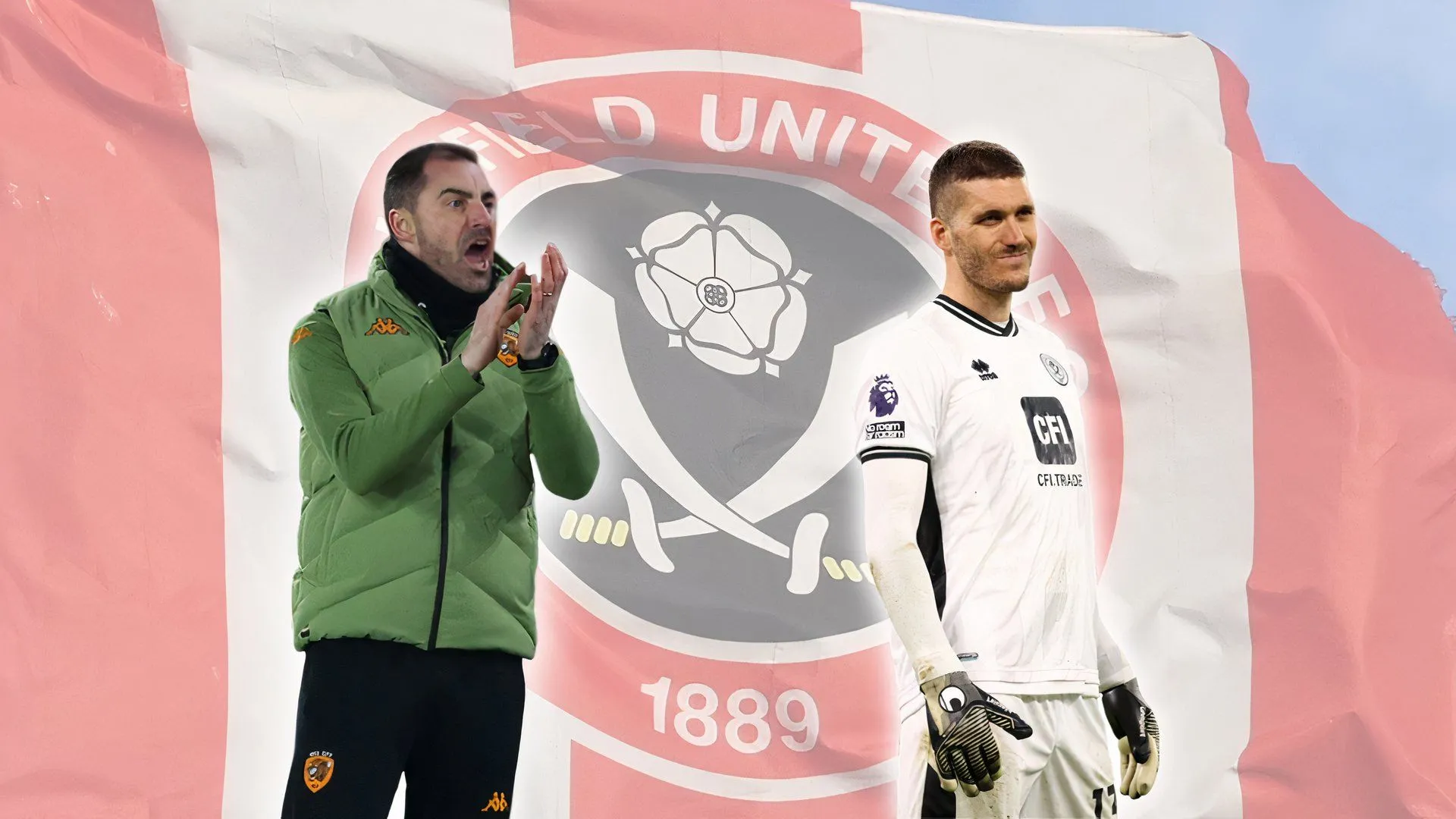 HLV Ruben Selles và thủ môn Ivo Grbic của Sheffield United trong buổi tập